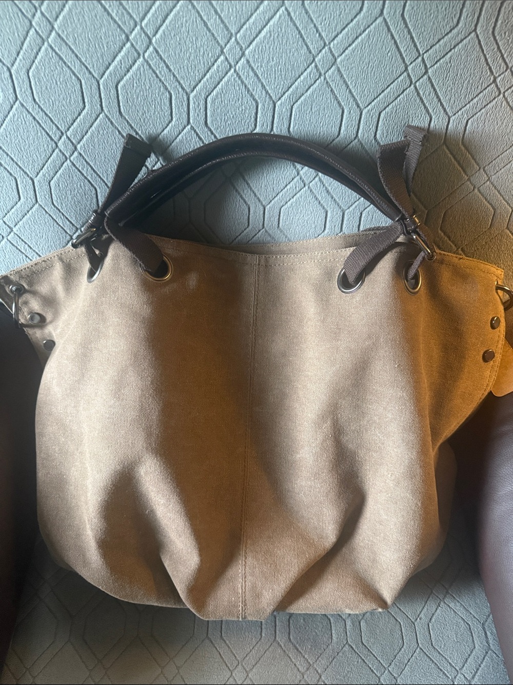 Classic Brown Canvas Tote Handbag- new with tags